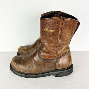 Thorogood Mens Side Zip Wellington Met Safety Toe Boot Size 9 Wide Vibram 8"